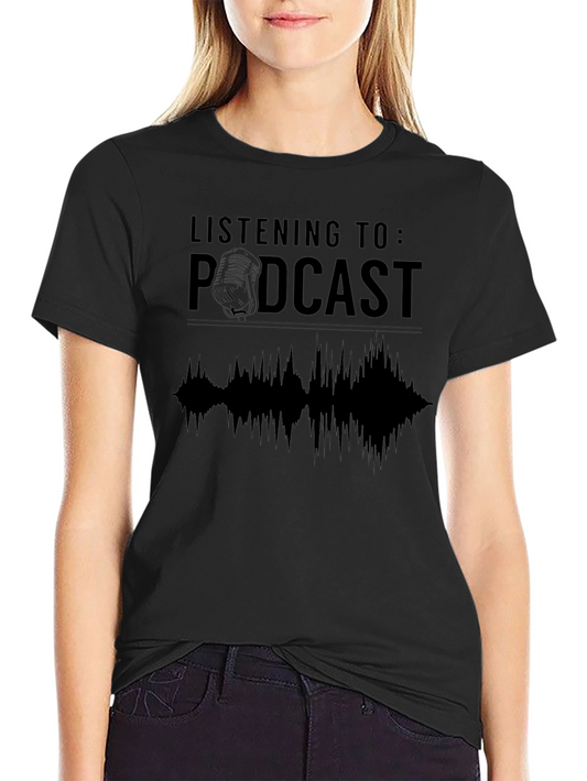 Podcast Listening T-Shirt - Mens Black Graphic Tee