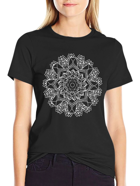 Geometric Mandala Graphic Black T-Shirt