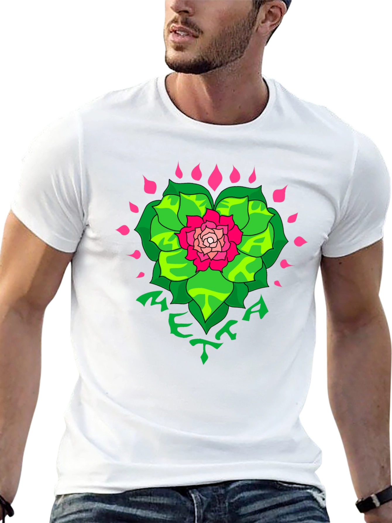 Floral META Graphic Black T-Shirt