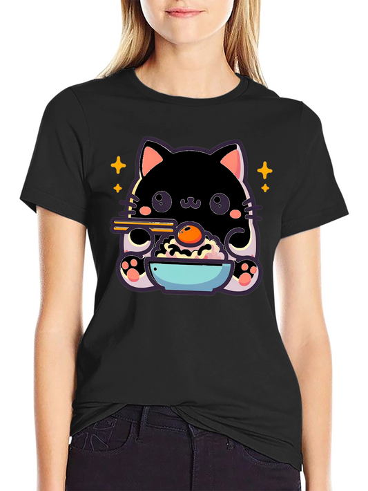 Cute Cat Ramen T-Shirt - Kawaii Japanese Style