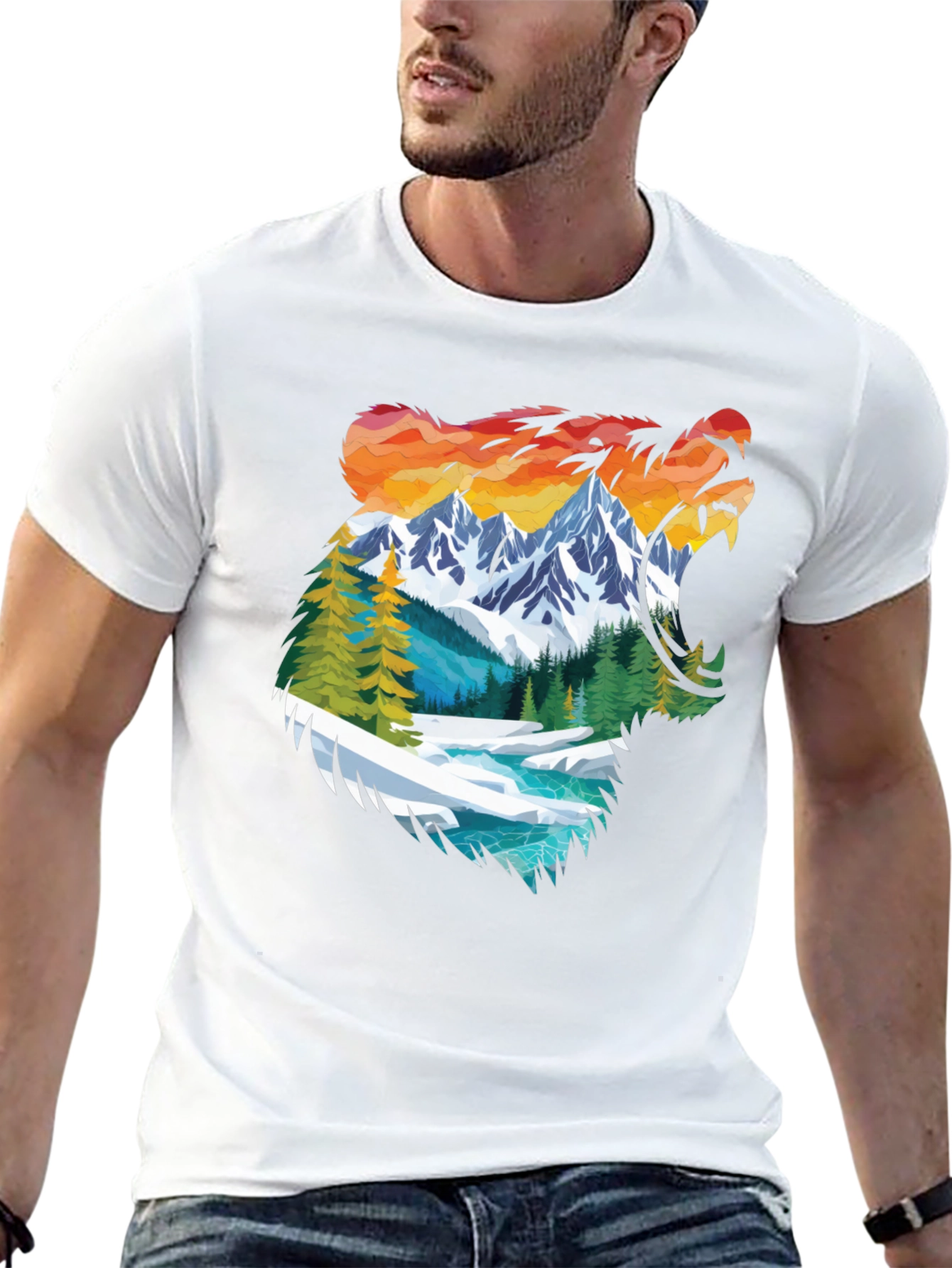 Nature Bear Graphic Tee - Mens Black Shirt
