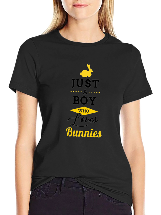 Just a Boy Who Loves Bunnies Black T-Shirt