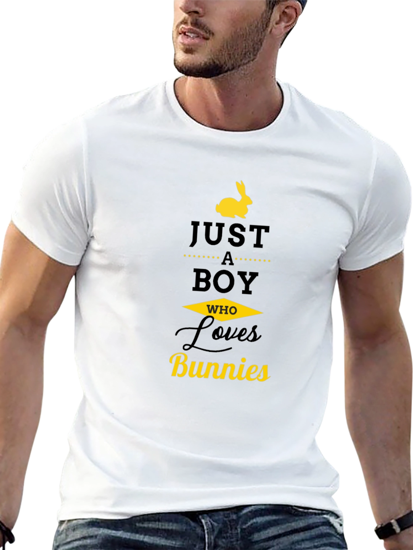 Just a Boy Who Loves Bunnies Black T-Shirt