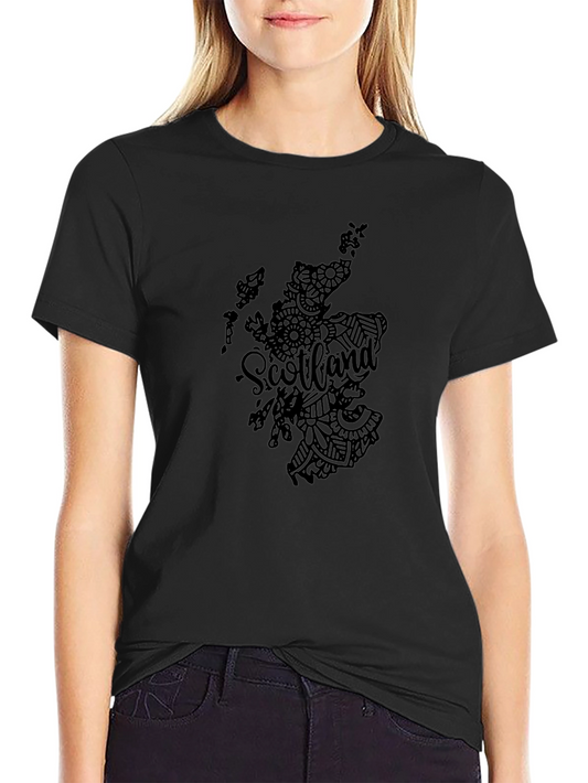 Scotland Map Graphic Black T-Shirt