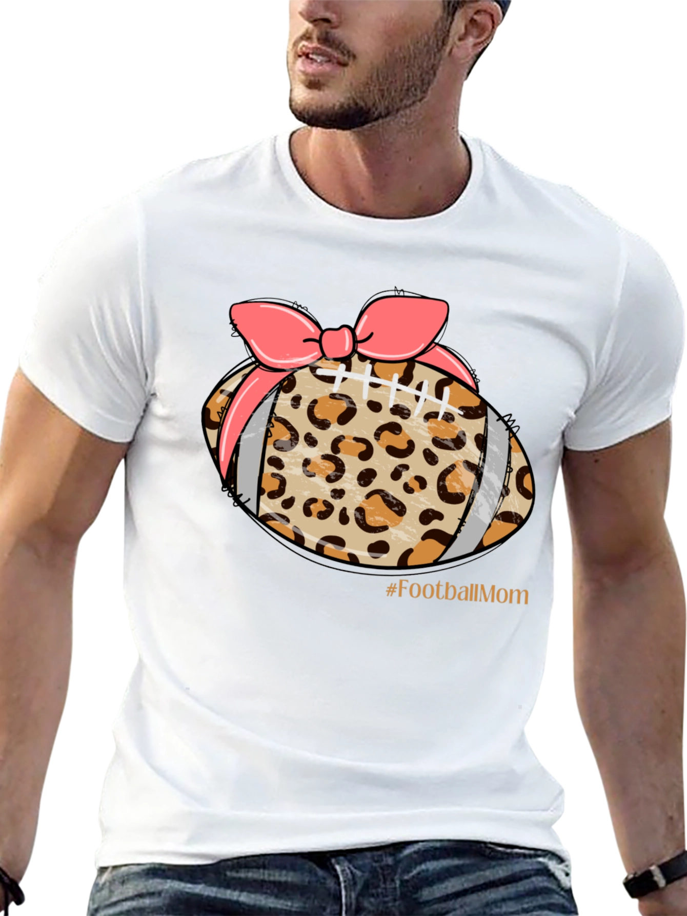 Football Mom Leopard Print T-Shirt