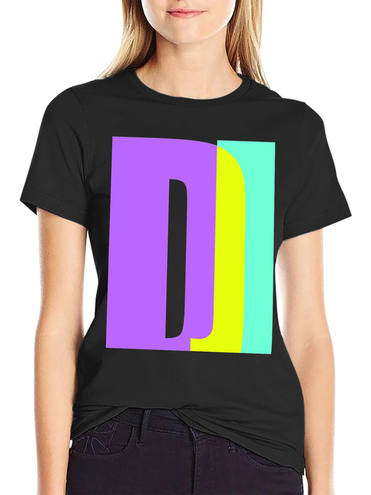 Abstract Color Block Letter Graphic Black T-Shirt