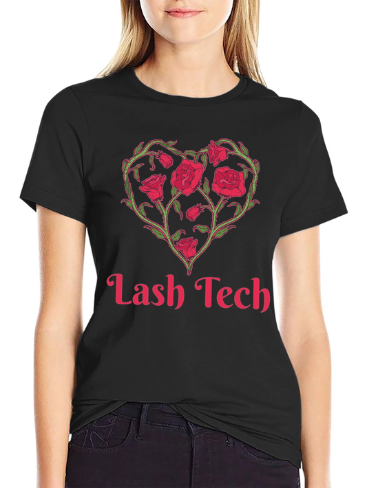 Lash Tech Rose Heart Graphic T-Shirt