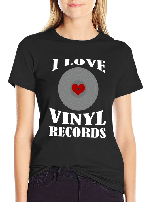 I Love Vinyl Records Graphic T-Shirt - Music Lover Tee