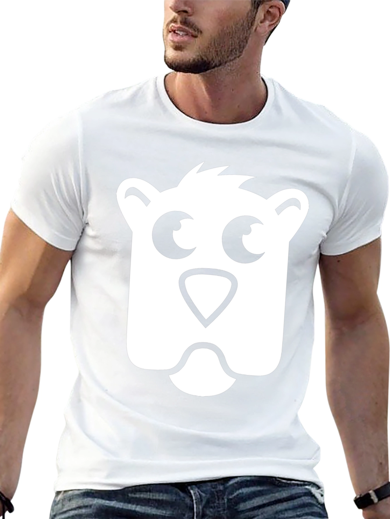 Bear Face Graphic Tee - Black Cotton T-Shirt