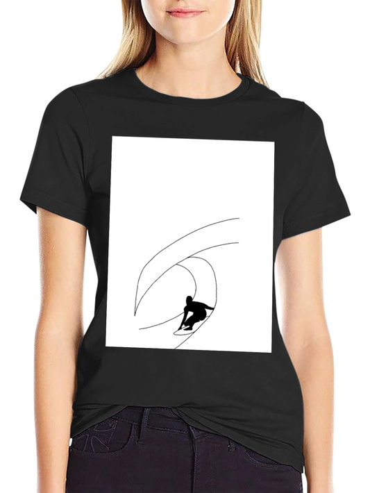 Black T-Shirt with Surfing Wave Graphic