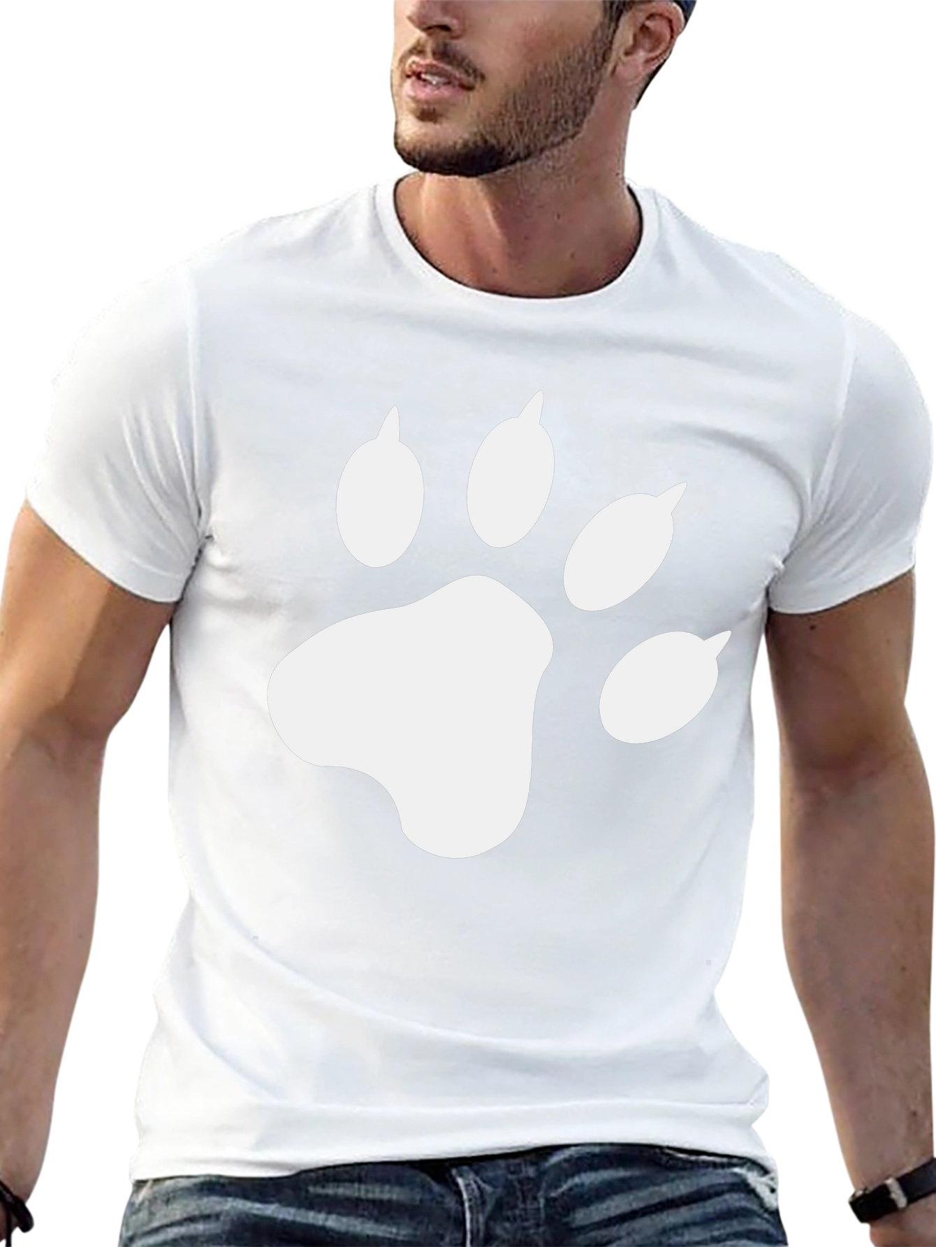 Cool Cat Paw Print Black T-Shirt
