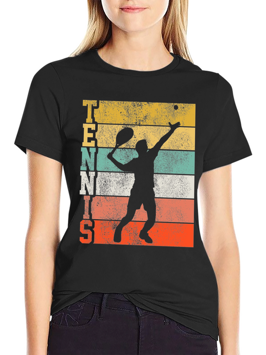 Retro Tennis Player Graphic Tee - Vintage Style Sport Shirt