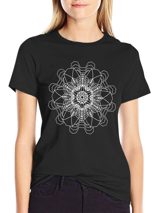 Geometric Mandala Graphic Tee - Black Cotton Comfort