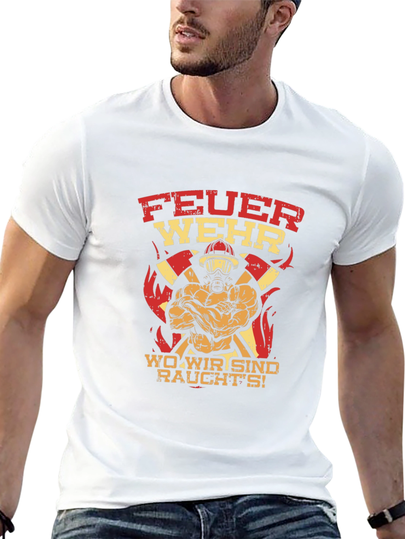 Firefighter Graphic Tee - FeuerWehr Design