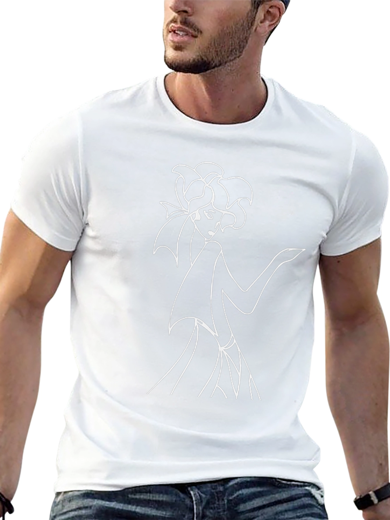 Black T-Shirt with Fashion Illustration