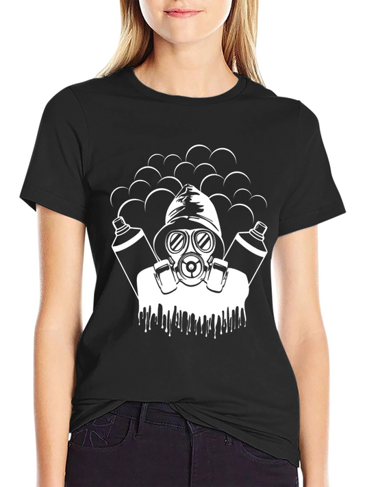 Cool Graphic T-Shirt - Gas Mask Graffiti Artist Black Tee