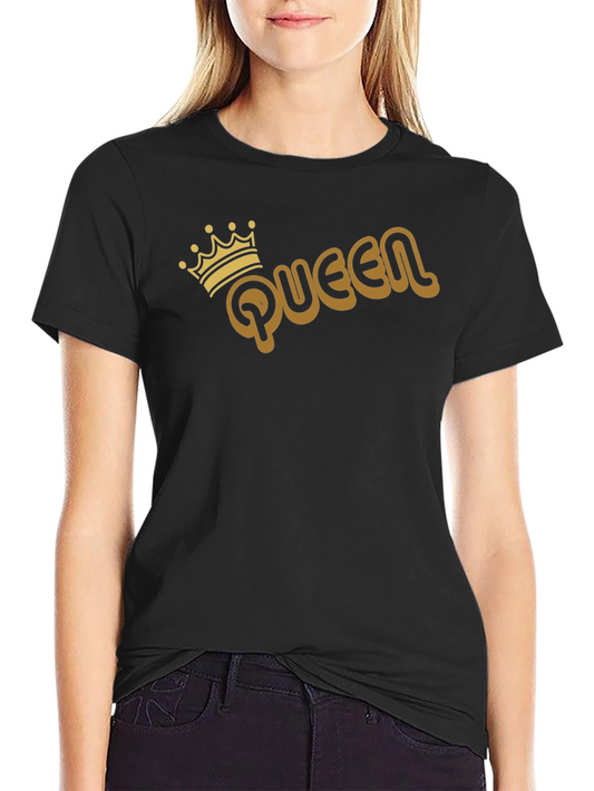 Queen Graphic Tee - Gold Print on Black