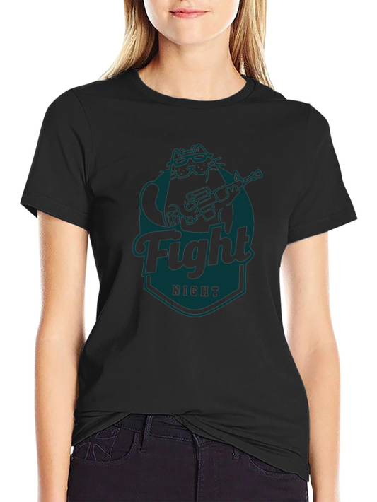 Fight Night Cat T-Shirt - Cool Graphic Tee