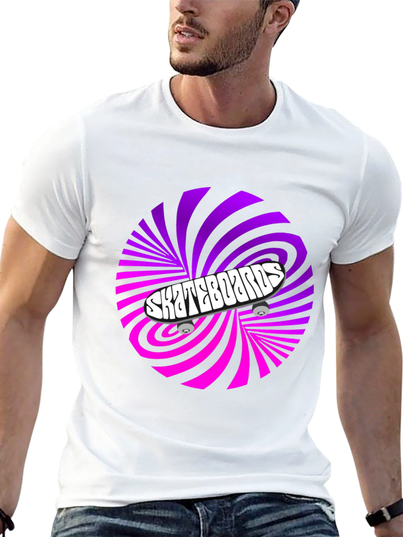 Skateboards Graphic T-Shirt - Retro Swirl Design