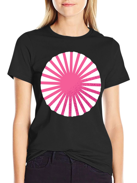 Graphic Circle Tee - Pink Burst Design on Black