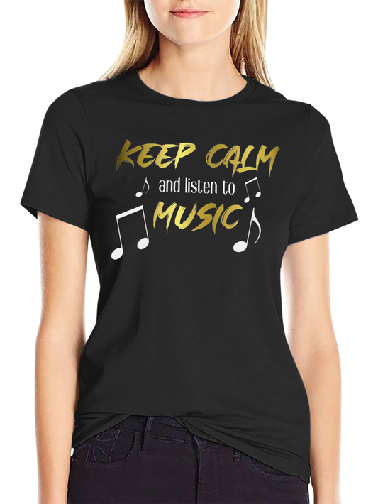 Keep Calm & Listen to Music Black T-Shirt