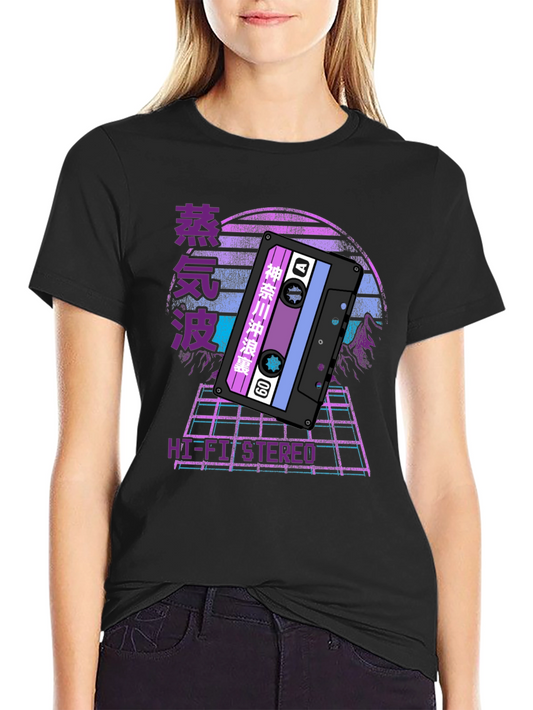 Vaporwave Cassette Tape Graphic Tee - Retro 80s Style