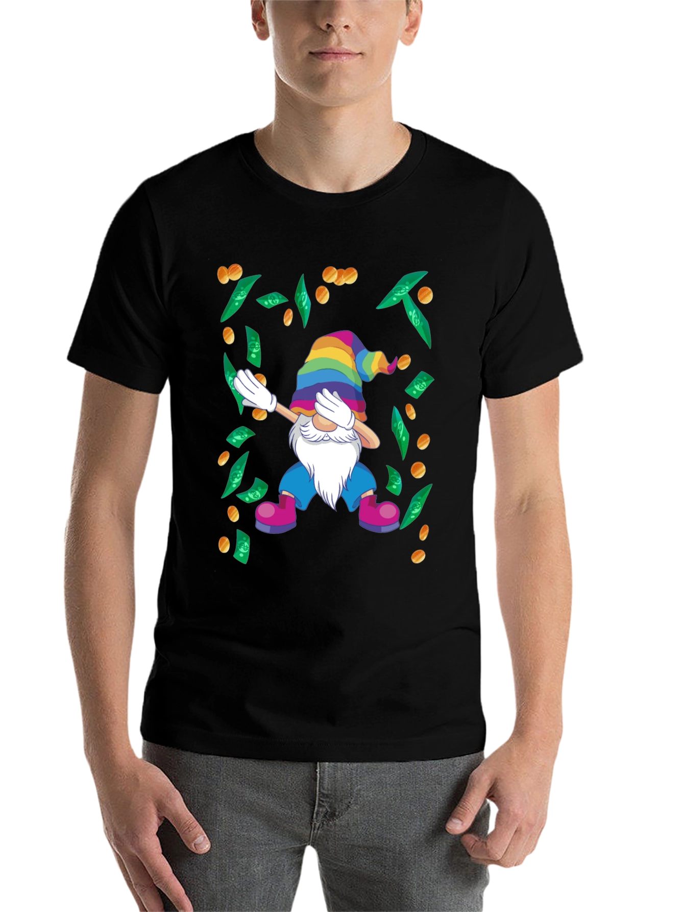Dabbing Gnome T-Shirt - Lucky Rainbow Design
