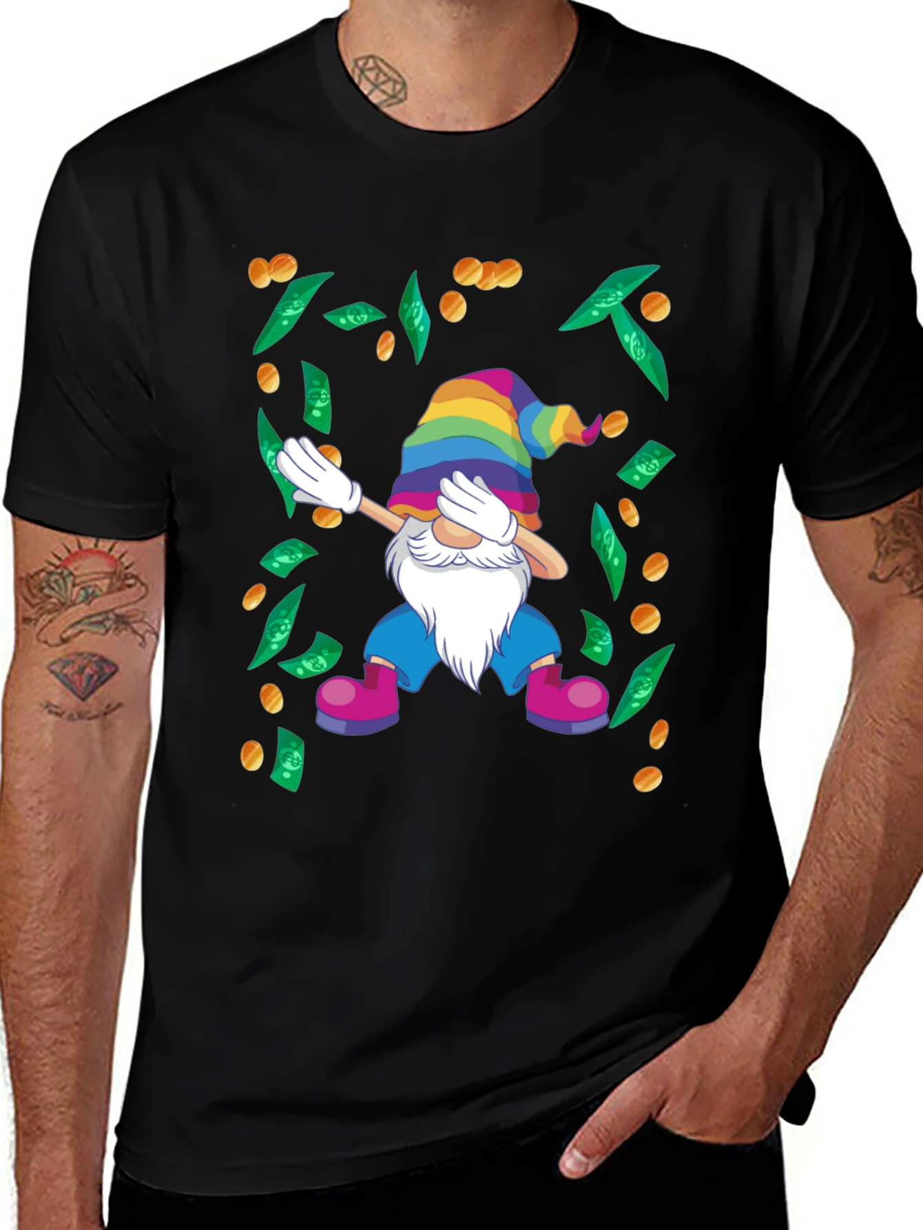 Dabbing Gnome T-Shirt - Lucky Rainbow Design