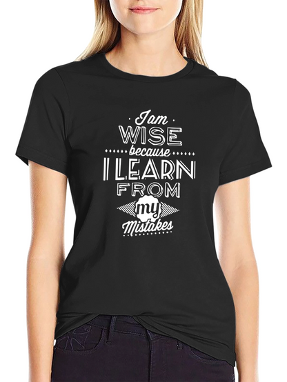 Wise Learn From Mistakes Black Graphic Tee