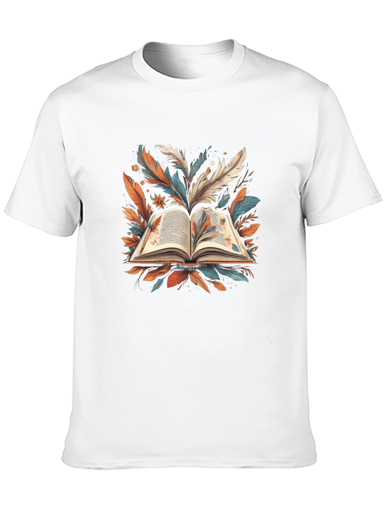 Artistic Book Feather Black T-Shirt