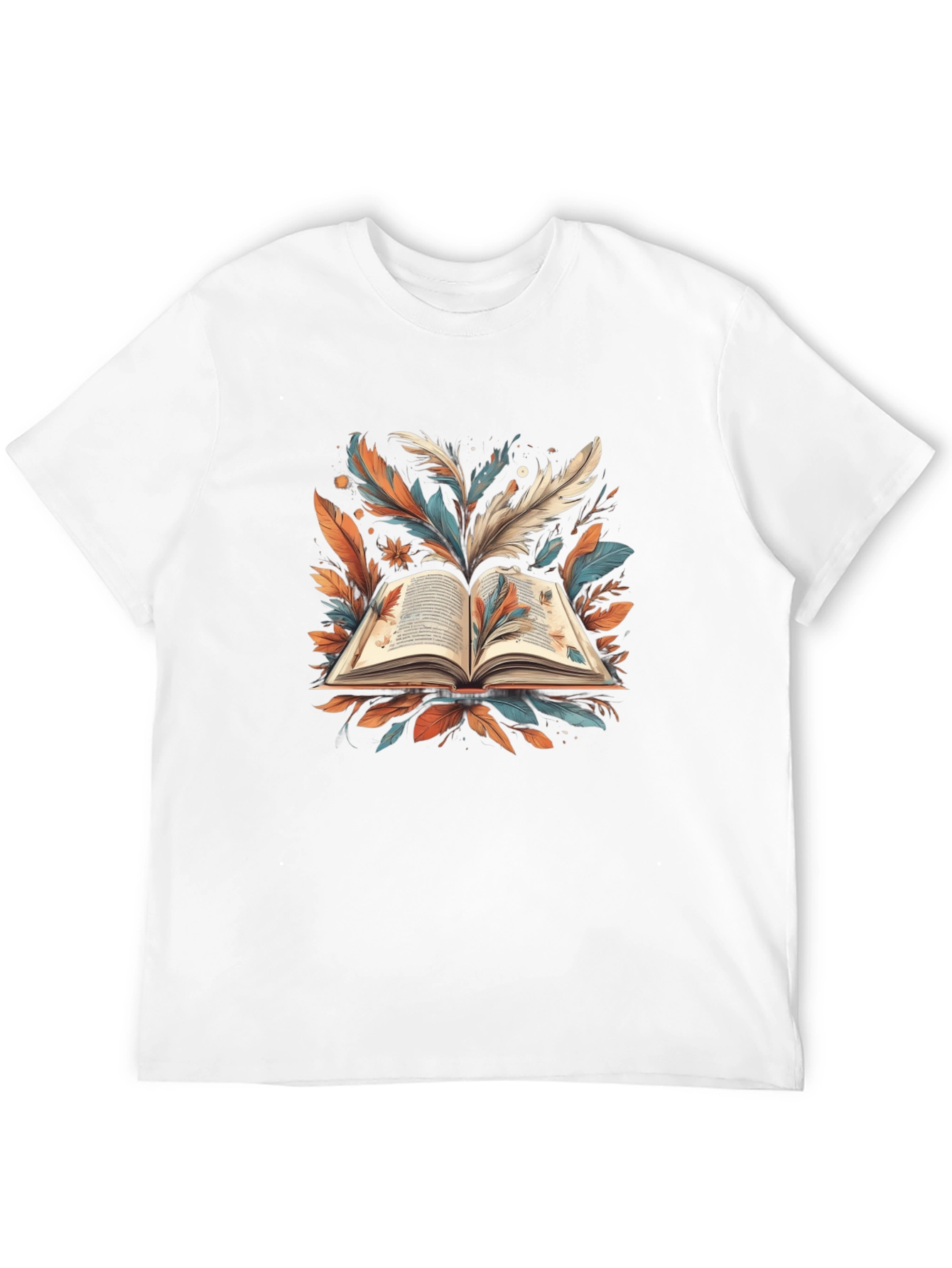 Artistic Book Feather Black T-Shirt