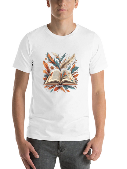 Artistic Book Feather Black T-Shirt