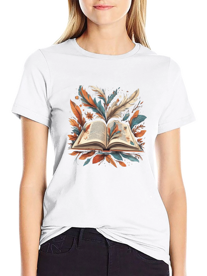 Artistic Book Feather Black T-Shirt