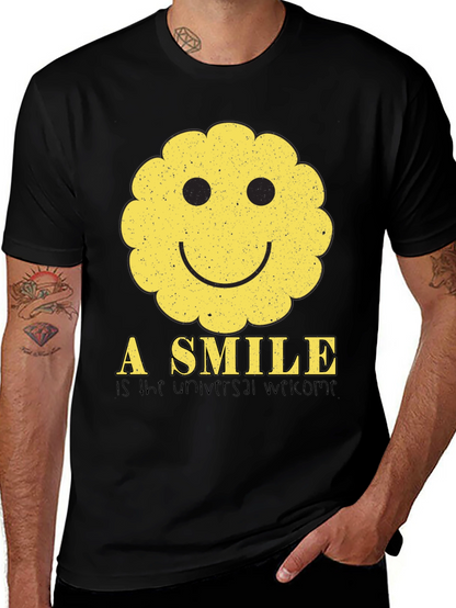 Smiley Face Graphic Tee - Universal Welcome T-Shirt