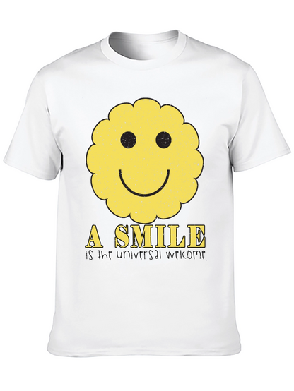 Smiley Face Graphic Tee - Universal Welcome T-Shirt