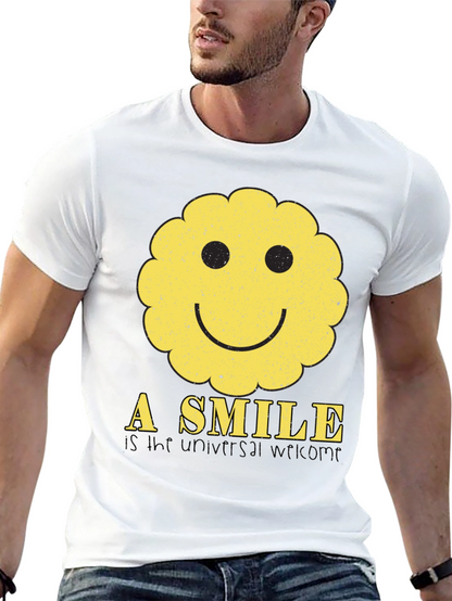 Smiley Face Graphic Tee - Universal Welcome T-Shirt
