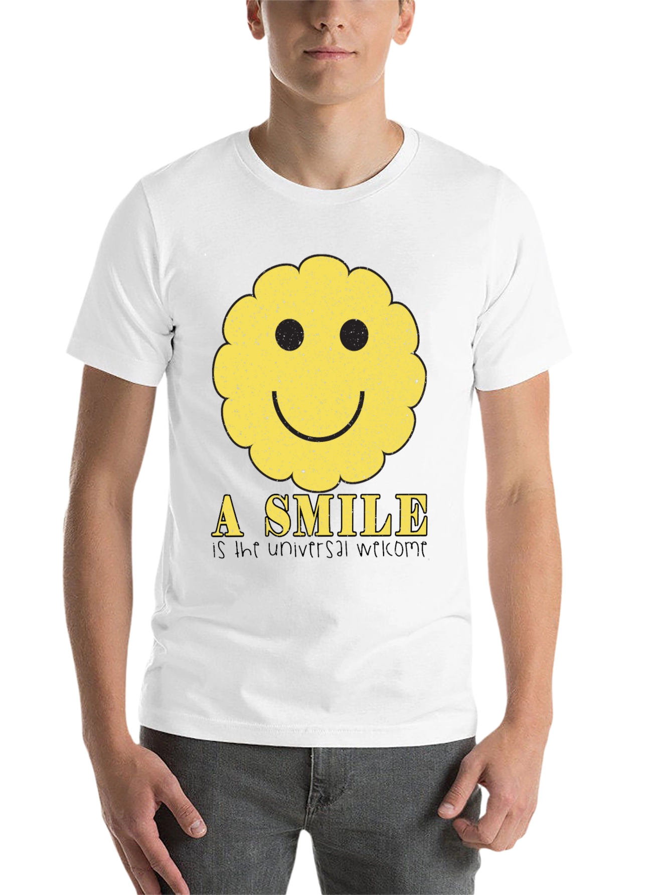 Smiley Face Graphic Tee - Universal Welcome T-Shirt