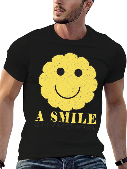 Smiley Face Graphic Tee - Universal Welcome T-Shirt