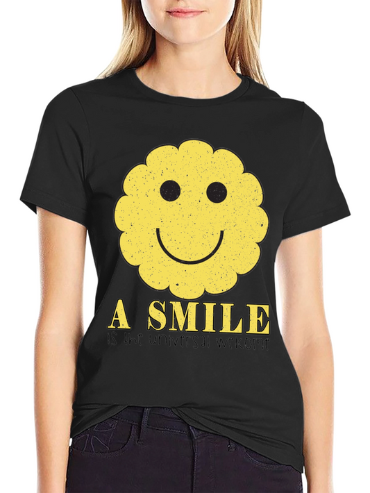 Smiley Face Graphic Tee - Universal Welcome T-Shirt