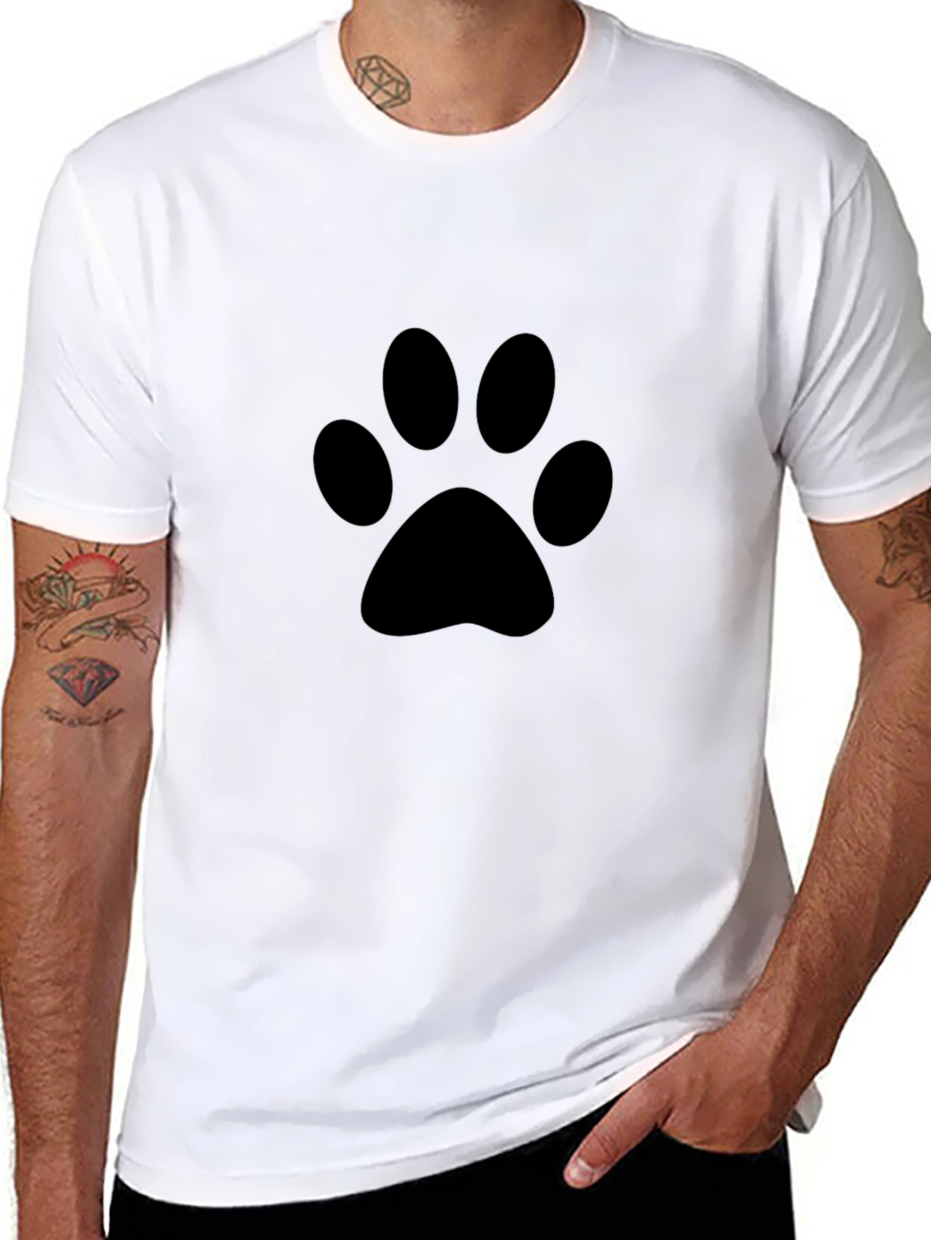 Paw Print Graphic Black T-Shirt