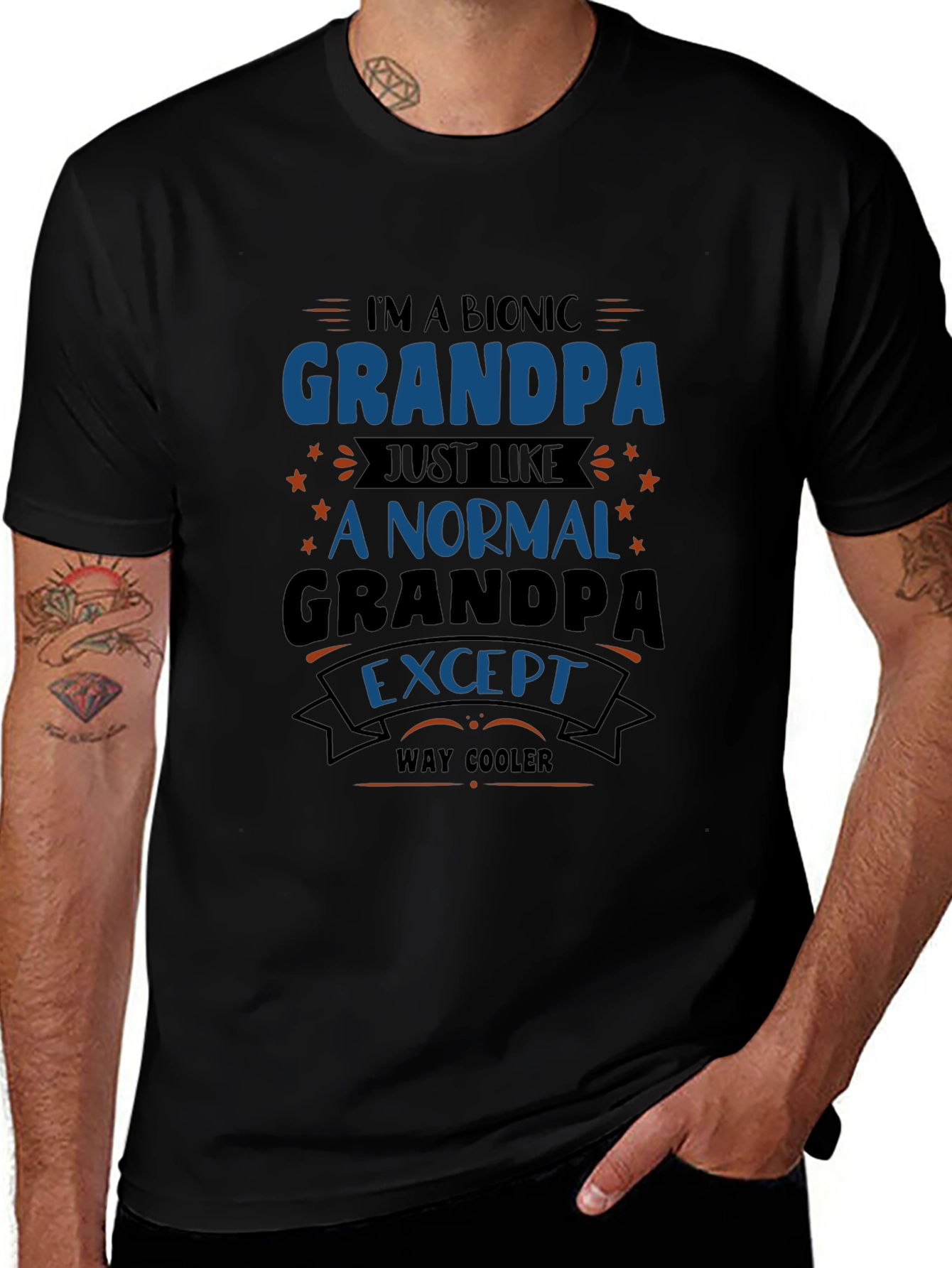 Bionic Grandpa T-Shirt - Way Cooler Grandfather Tee