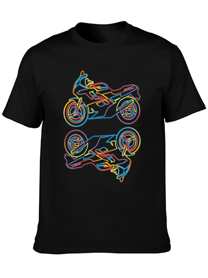 Neon Motorcycle Graphic Tee - Cool Biker Style