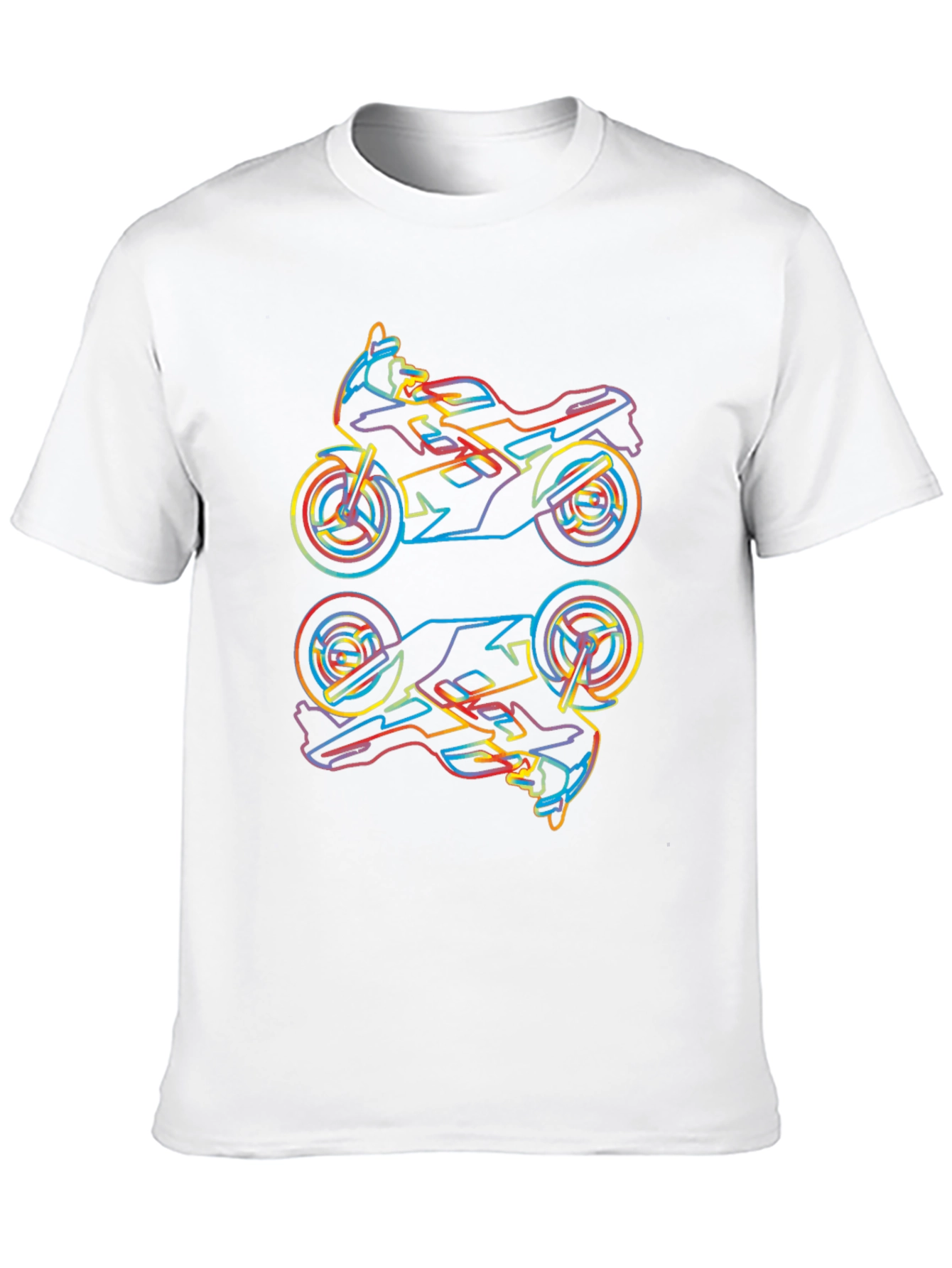 Neon Motorcycle Graphic Tee - Cool Biker Style