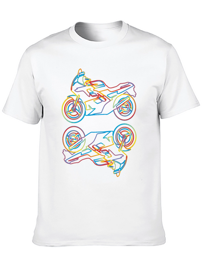 Neon Motorcycle Graphic Tee - Cool Biker Style