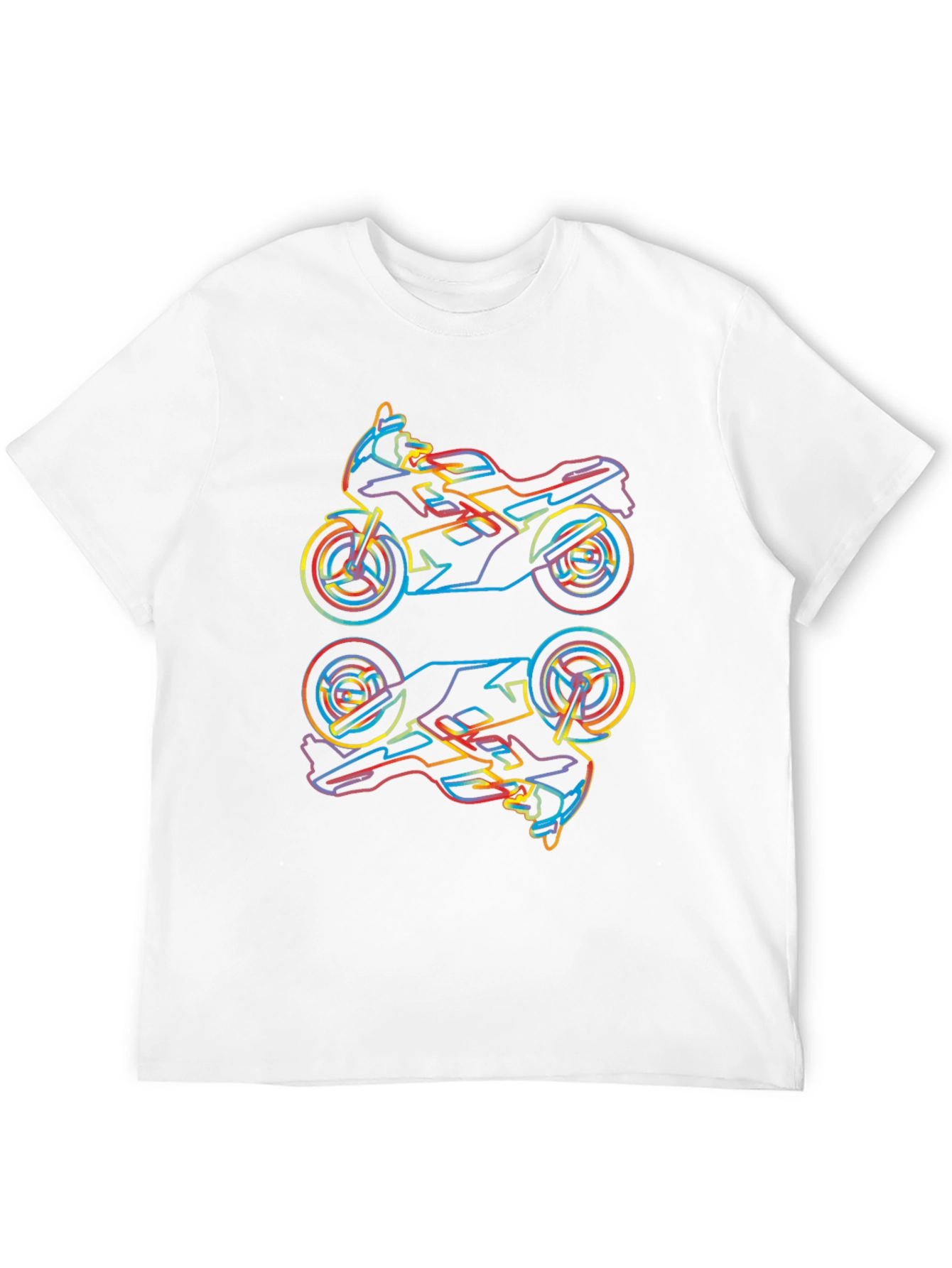 Neon Motorcycle Graphic Tee - Cool Biker Style
