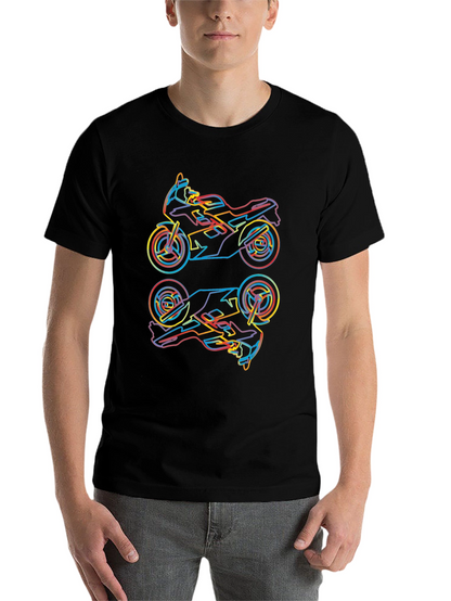 Neon Motorcycle Graphic Tee - Cool Biker Style