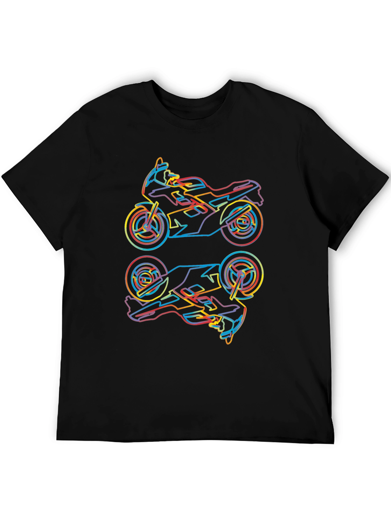 Neon Motorcycle Graphic Tee - Cool Biker Style