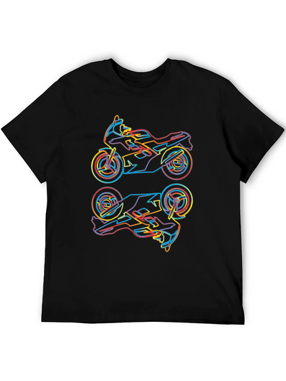 Neon Motorcycle Graphic Tee - Cool Biker Style