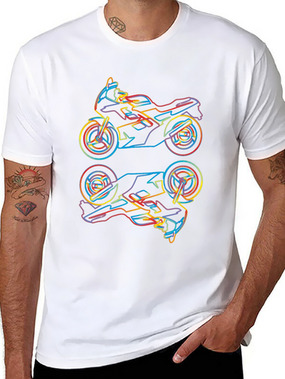 Neon Motorcycle Graphic Tee - Cool Biker Style