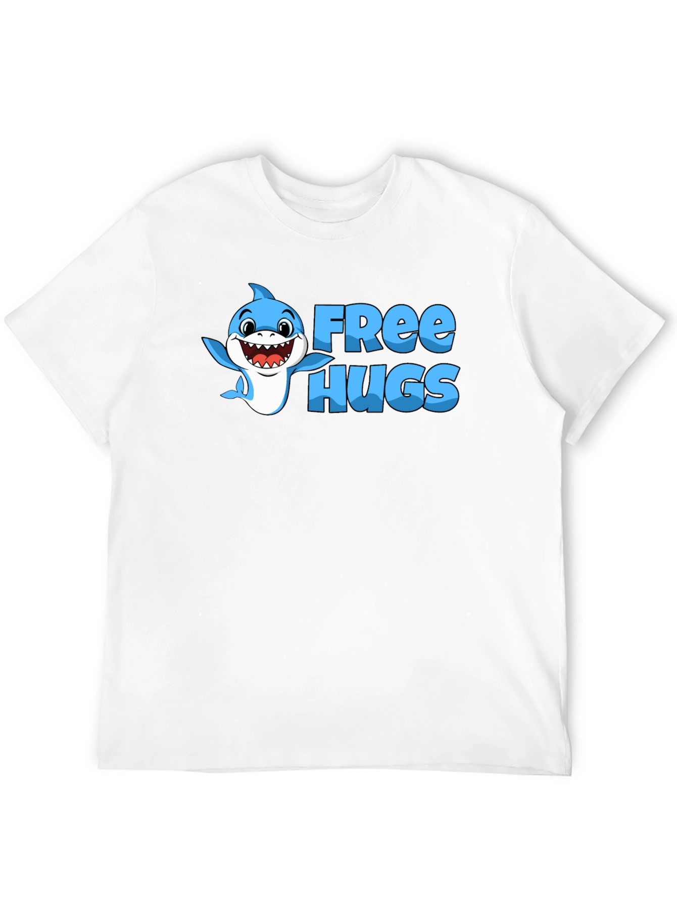Free Hugs Shark Graphic Tee - Black Cotton Blend